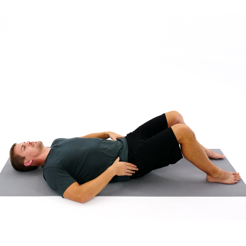 Exercises performed in a supine position. A) The patient lies supine in