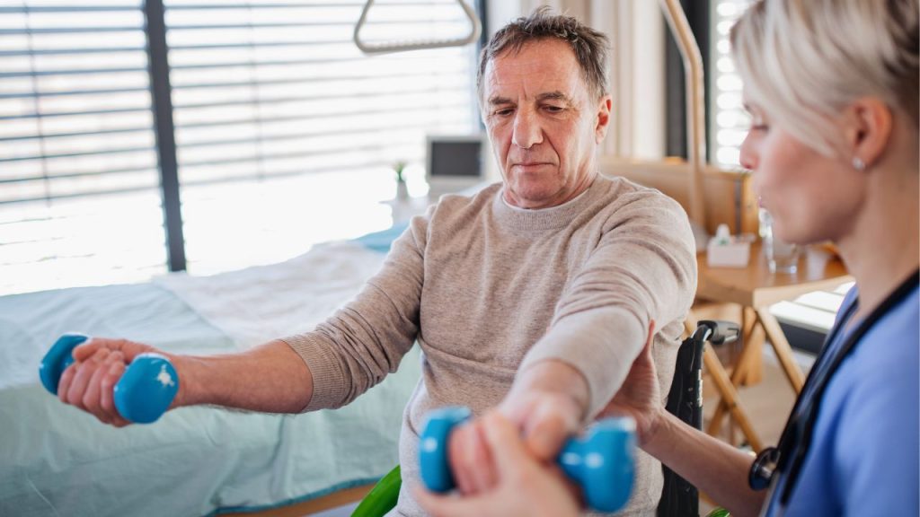 mobile physical therapy in action with patient and therapist