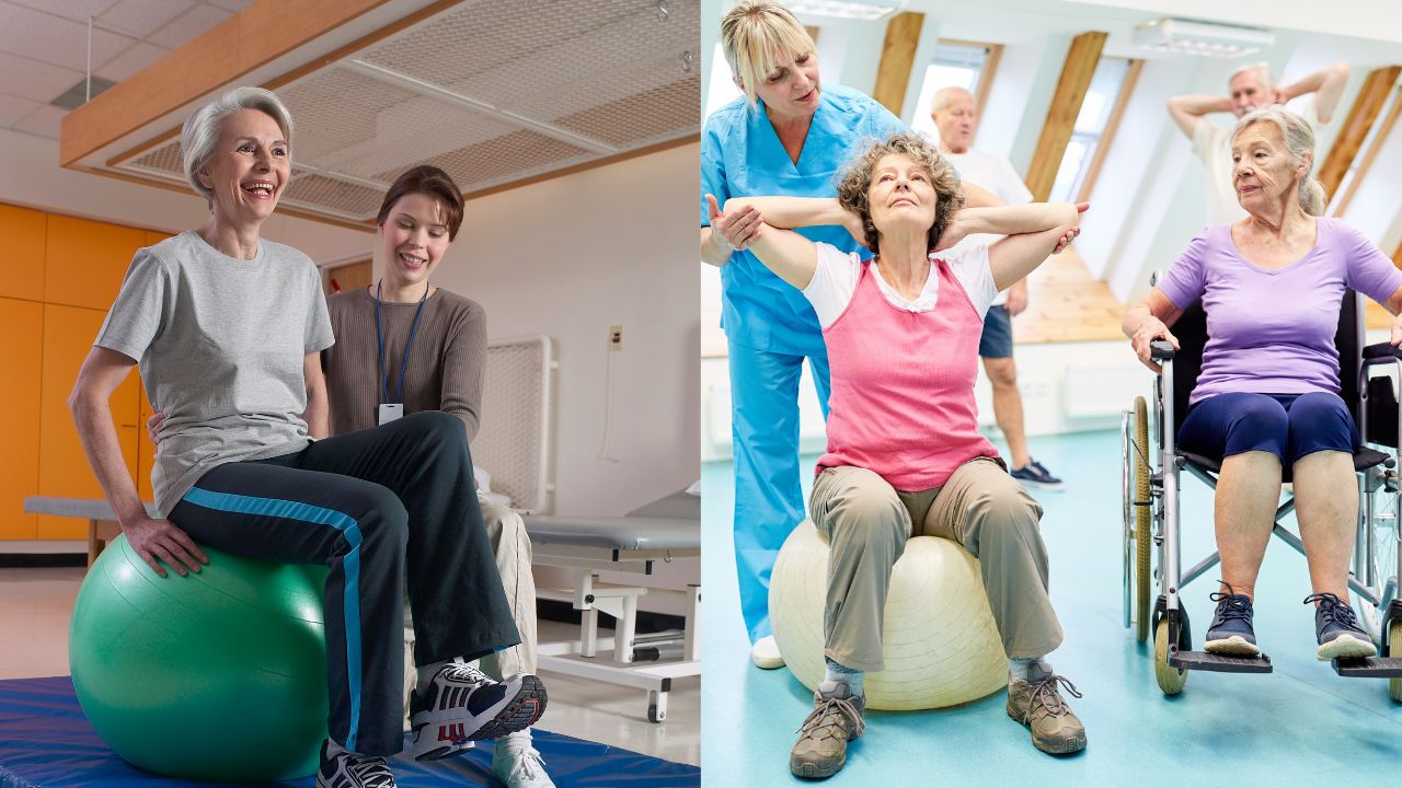 Female training with thier therapist